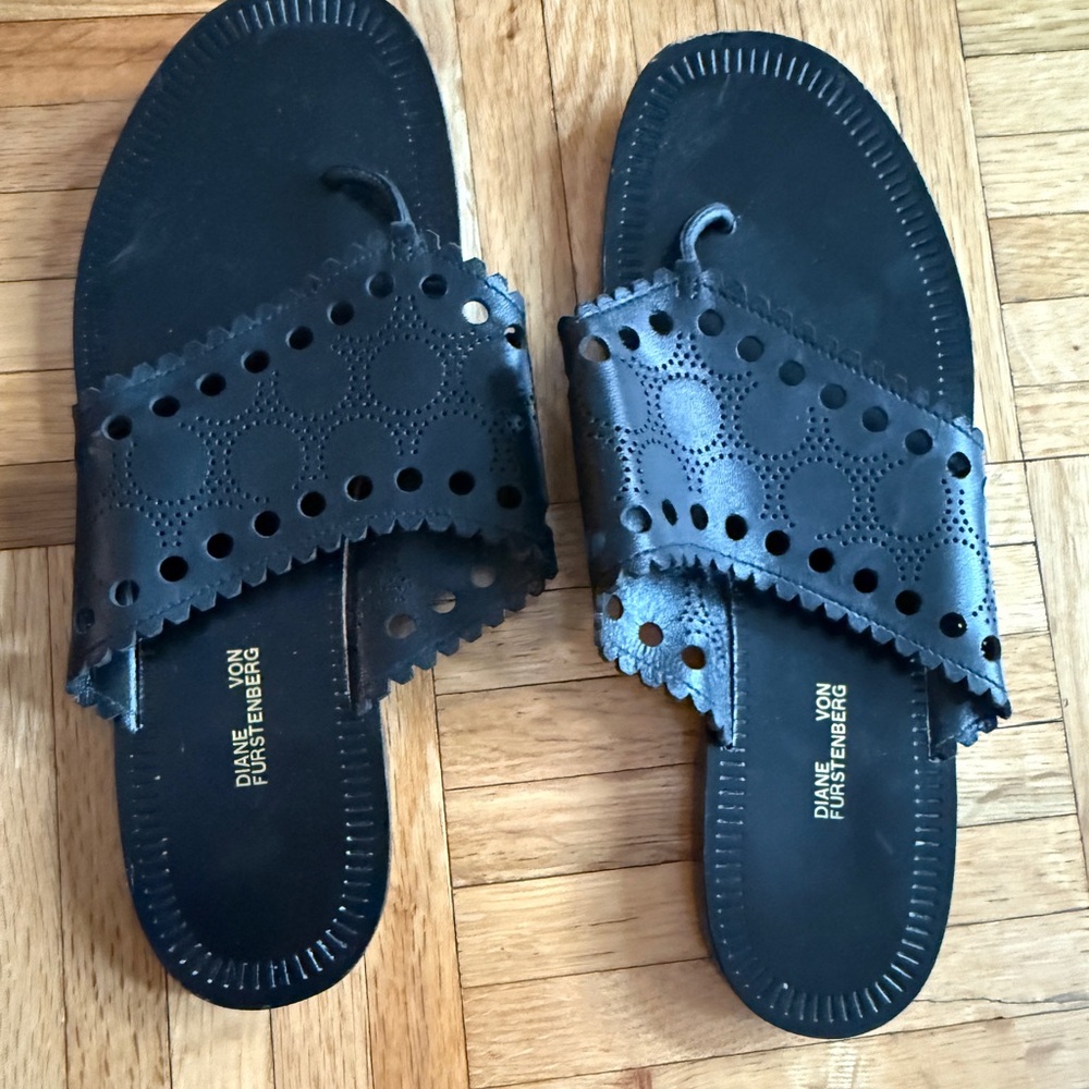 Diane Von Furstenberg Black Cutout Sandals